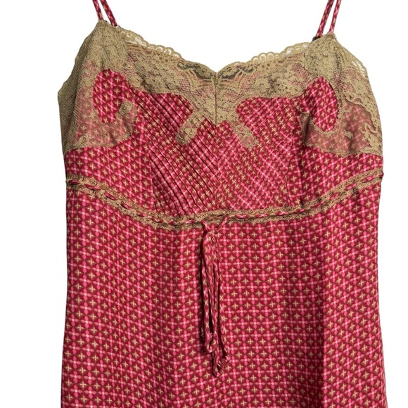 Express Top Womens XS Silk Babydoll Y2K Camisole Fairy Lace Dainty Pink Red E7 - Picture 2 of 9